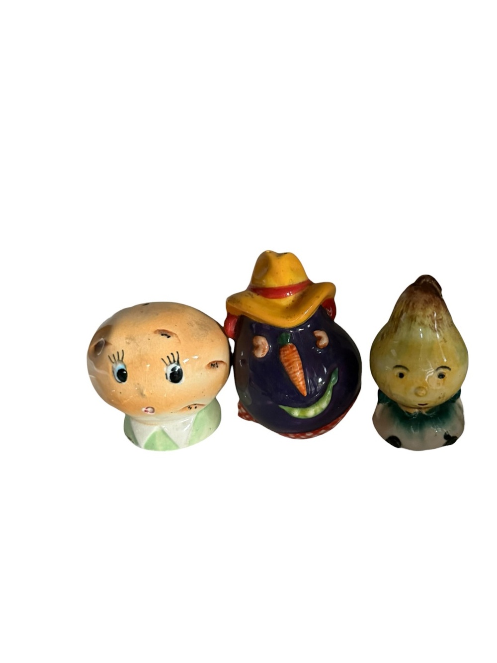 Assorted vintage anthropomorphic salt pepper shakers